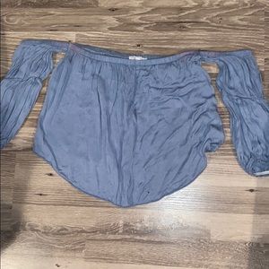 Long Sleeve blue off the shoulder top
